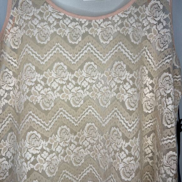 Nordstrom Chloe K Lace Sheer Tank Top Womens XS Ivory Blush Pink Camisole Shell - Picture 7 of 7